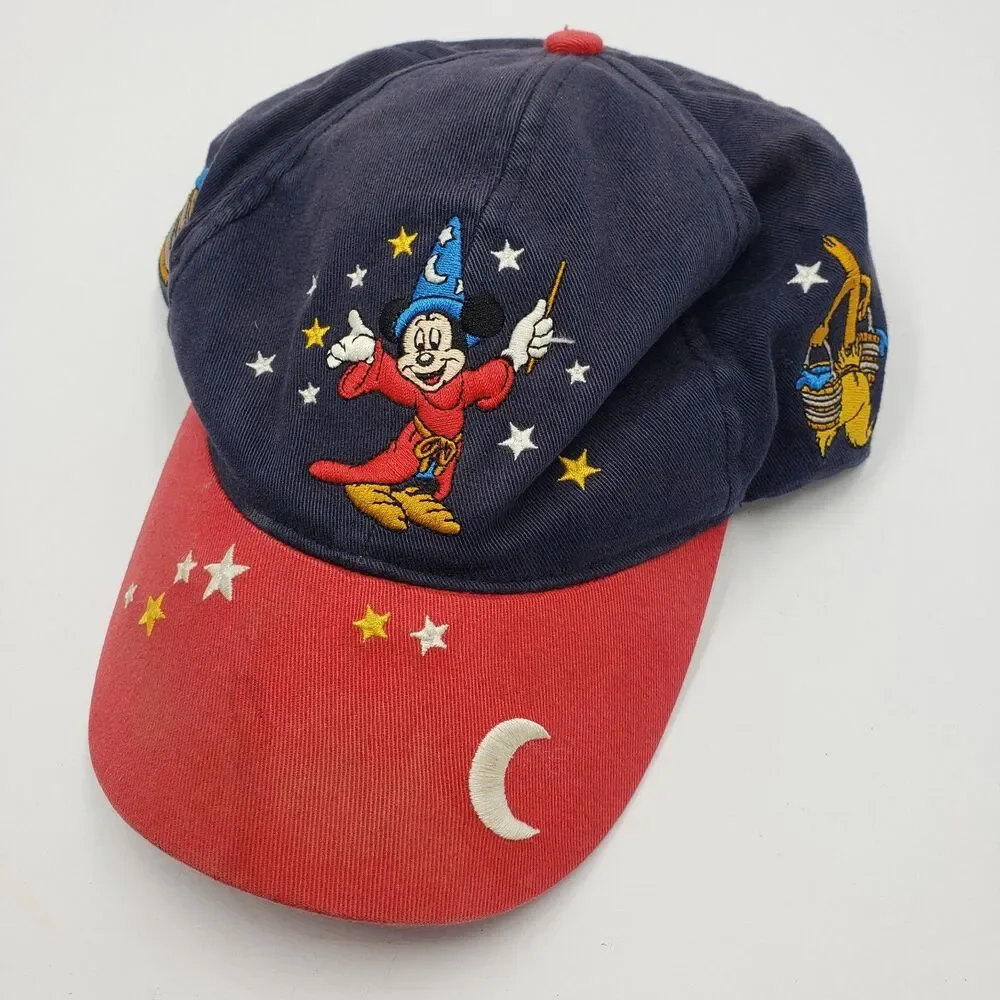 Vintage Walt Disney World Sorcerer Mickey Mouse Fantasia Hat Youth Cap Brooms
